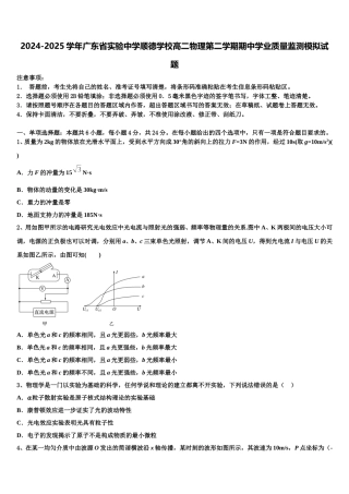 2024-2025学年广东省实验中学顺德学校高二物理第二学期期中学业质量监测模拟试题含解析