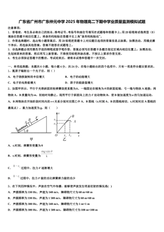 广东省广州市广东仲元中学2025年物理高二下期中学业质量监测模拟试题含解析