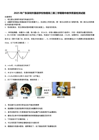 2025年广东深圳外国语学校物理高二第二学期期中教学质量检测试题含解析