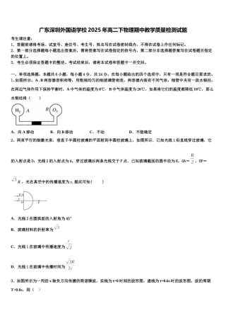 广东深圳外国语学校2025年高二下物理期中教学质量检测试题含解析