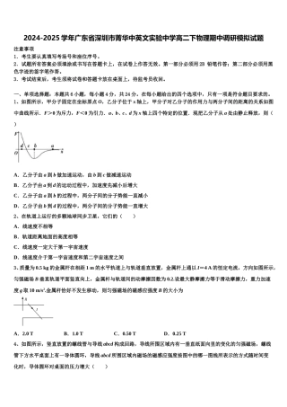 2024-2025学年广东省深圳市菁华中英文实验中学高二下物理期中调研模拟试题含解析