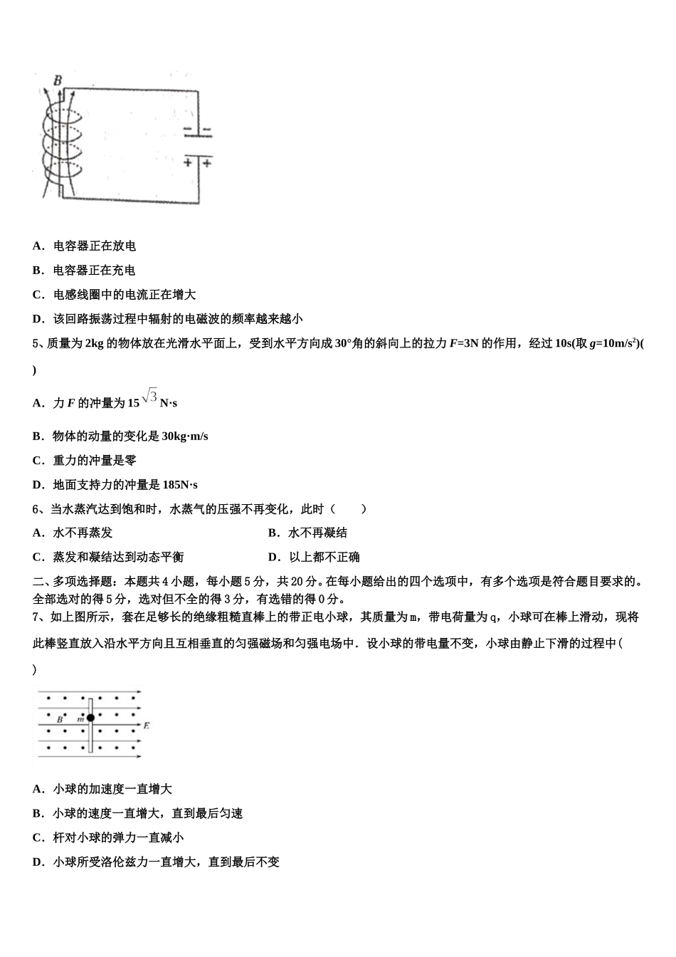 2025届广东广雅中学物理高二下期中监测试题含解析_第2页