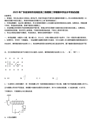 2025年广东省深圳市龙岗区高二物理第二学期期中学业水平测试试题含解析