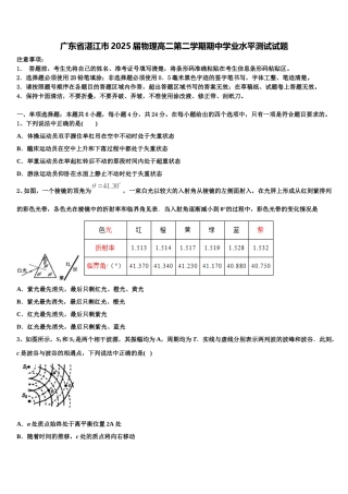 广东省湛江市2025届物理高二第二学期期中学业水平测试试题含解析