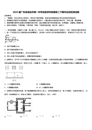 2025届广东省清远市第一中学实验学校物理高二下期中达标检测试题含解析