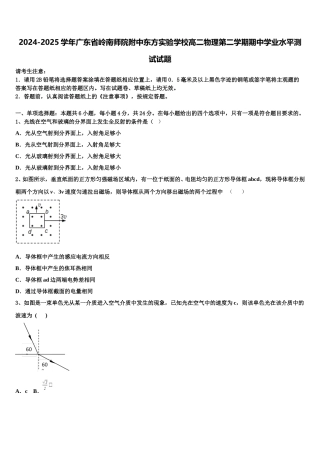 2024-2025学年广东省岭南师院附中东方实验学校高二物理第二学期期中学业水平测试试题含解析