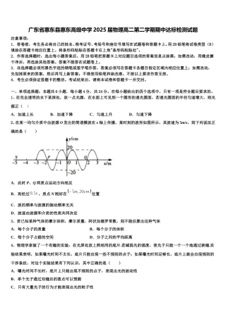 广东省惠东县惠东高级中学2025届物理高二第二学期期中达标检测试题含解析