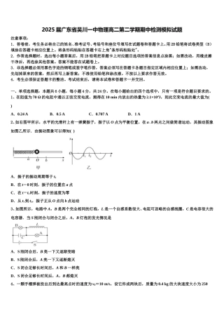 2025届广东省吴川一中物理高二第二学期期中检测模拟试题含解析