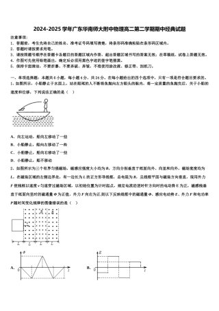 2024-2025学年广东华南师大附中物理高二第二学期期中经典试题含解析