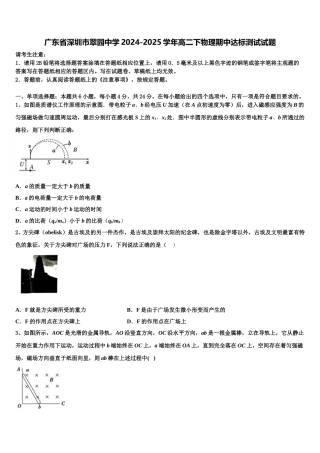 广东省深圳市翠园中学2024-2025学年高二下物理期中达标测试试题含解析