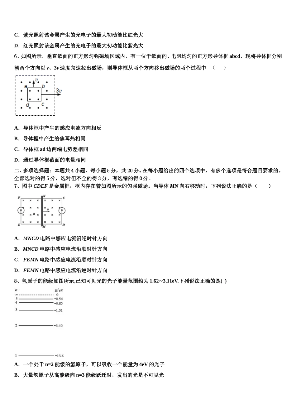 2025年广东省茂名市电白县第一中学物理高二下期中经典模拟试题含解析_第2页