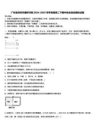 广东省深圳市康桥书院2024-2025学年物理高二下期中综合测试模拟试题含解析