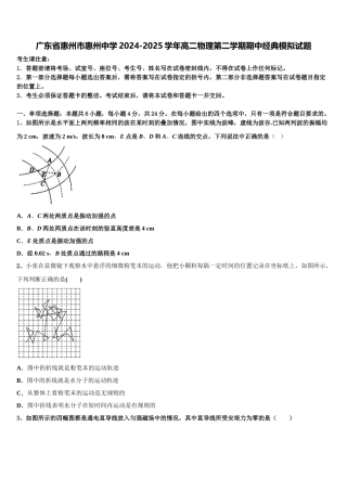 广东省惠州市惠州中学2024-2025学年高二物理第二学期期中经典模拟试题含解析