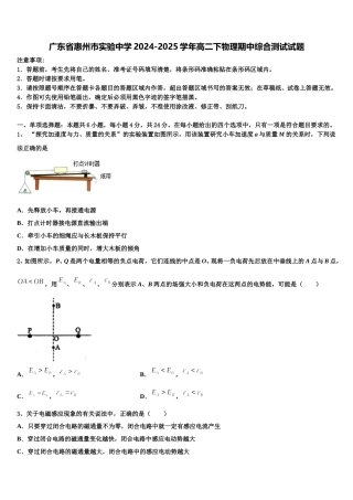 广东省惠州市实验中学2024-2025学年高二下物理期中综合测试试题含解析