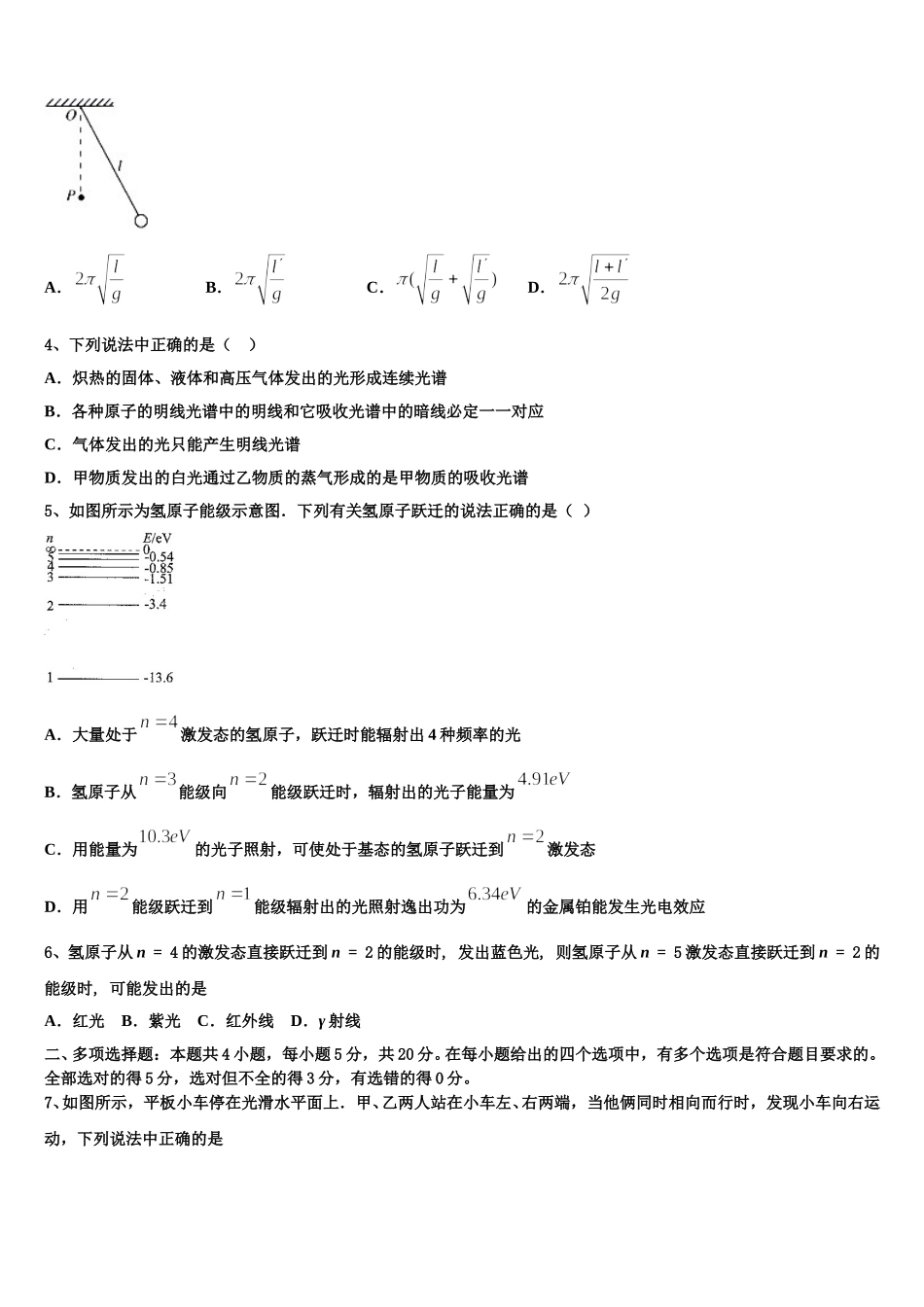 广东省深圳市蛇口育才二中2024-2025学年高二下物理期中监测试题含解析_第2页