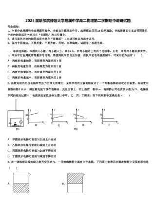 2025届哈尔滨师范大学附属中学高二物理第二学期期中调研试题含解析