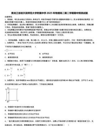 黑龙江省哈尔滨师范大学附属中学2025年物理高二第二学期期中预测试题含解析