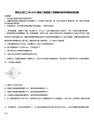 黑龙江龙江二中2025届高二物理第二学期期中教学质量检测试题含解析