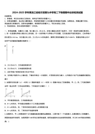 2024-2025学年黑龙江省哈尔滨第九中学高二下物理期中达标检测试题含解析