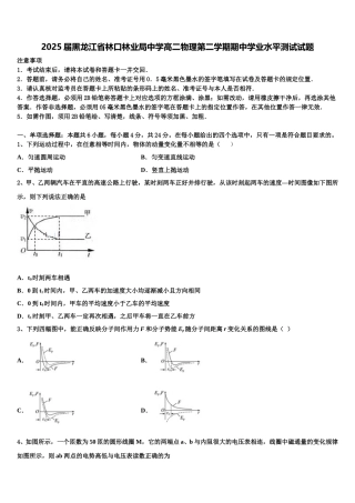 2025届黑龙江省林口林业局中学高二物理第二学期期中学业水平测试试题含解析