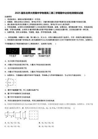 2025届东北师大附属中学物理高二第二学期期中达标检测模拟试题含解析