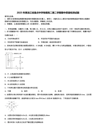 2025年黑龙江省重点中学物理高二第二学期期中质量检测试题含解析