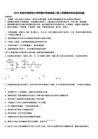 2025年哈尔滨师范大学附属中学物理高二第二学期期中综合测试试题含解析