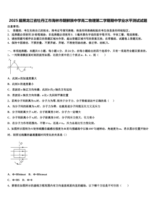 2025届黑龙江省牡丹江市海林市朝鲜族中学高二物理第二学期期中学业水平测试试题含解析