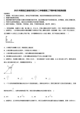 2025年黑龙江省哈尔滨三十二中物理高二下期中复习检测试题含解析