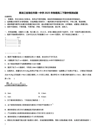 黑龙江省海伦市第一中学2025年物理高二下期中预测试题含解析