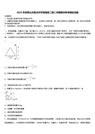 2025年双鸭山市重点中学物理高二第二学期期中联考模拟试题含解析
