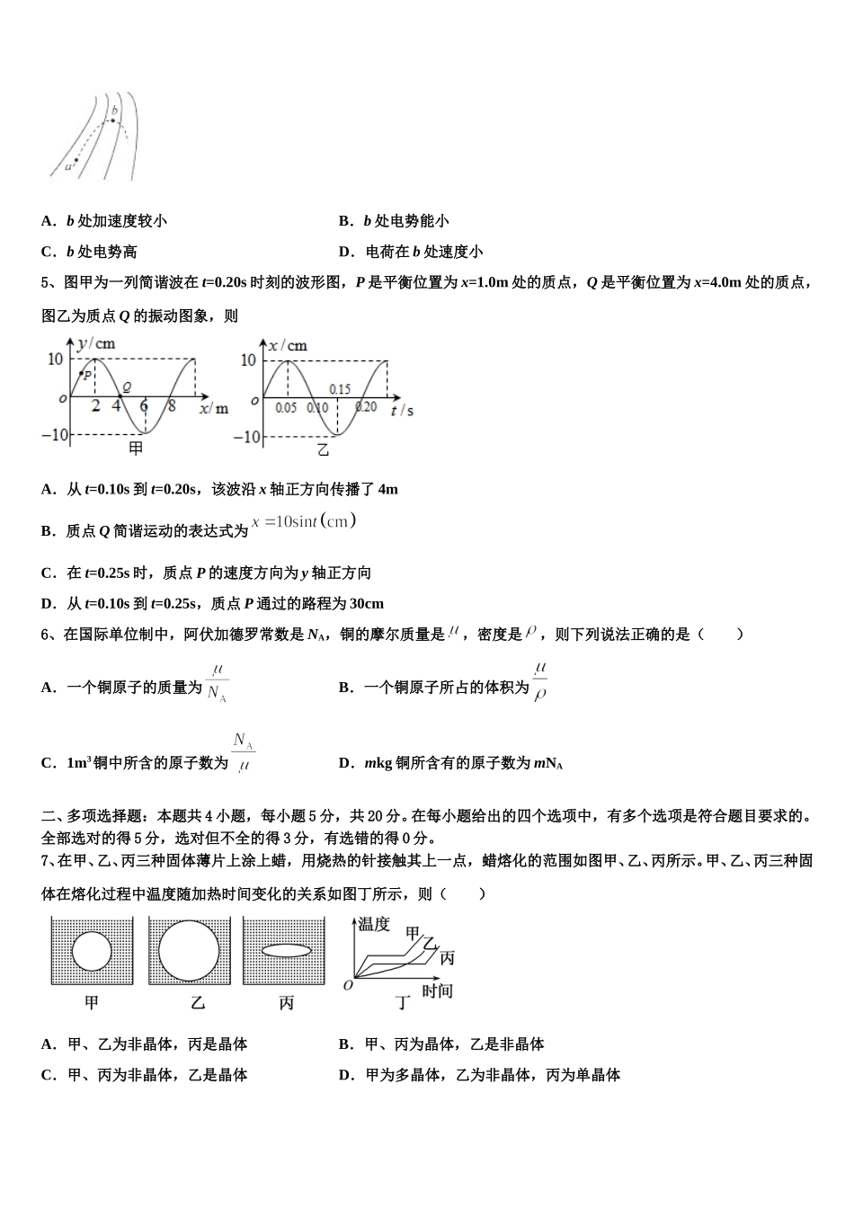 陕西省子洲中学2025届高二下物理期中复习检测试题含解析_第2页