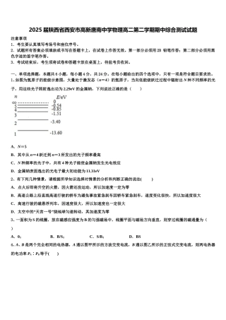 2025届陕西省西安市高新唐南中学物理高二第二学期期中综合测试试题含解析