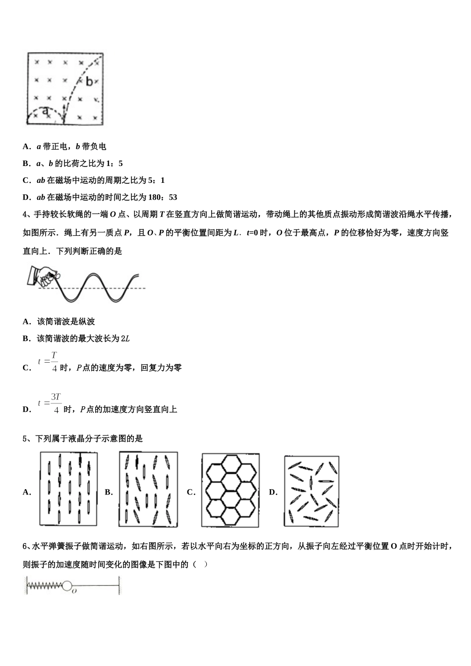 陕西省渭南韩城市2025届物理高二第二学期期中质量跟踪监视模拟试题含解析_第2页