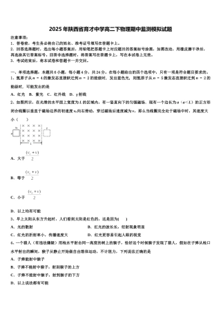 2025年陕西省育才中学高二下物理期中监测模拟试题含解析