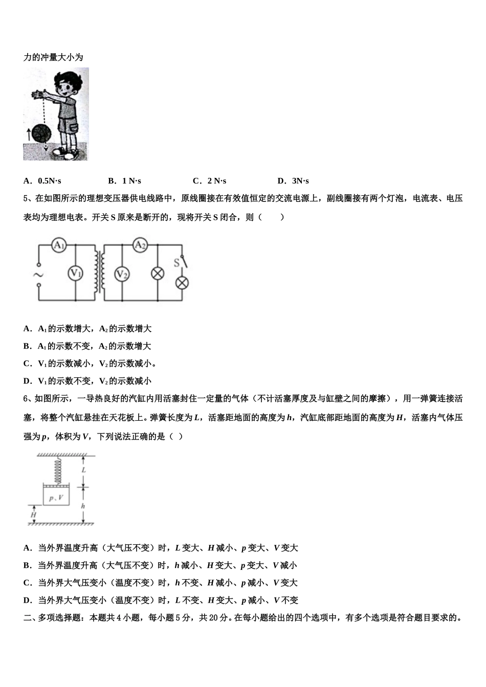 2025年陕西省商洛市物理高二下期中考试模拟试题含解析_第2页