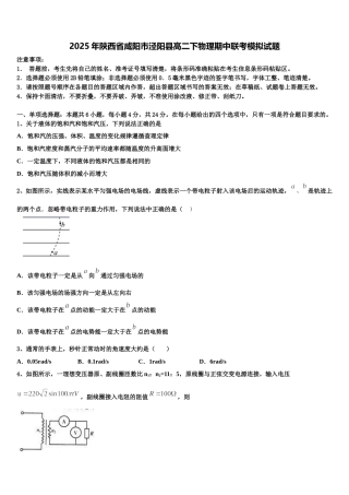 2025年陕西省咸阳市泾阳县高二下物理期中联考模拟试题含解析