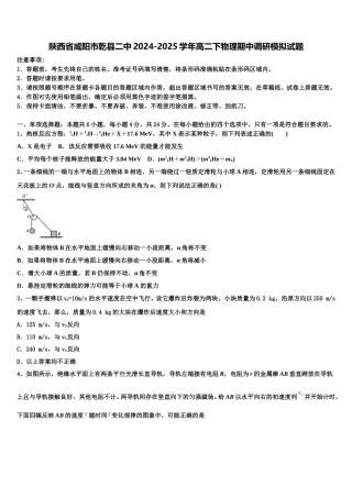 陕西省咸阳市乾县二中2024-2025学年高二下物理期中调研模拟试题含解析