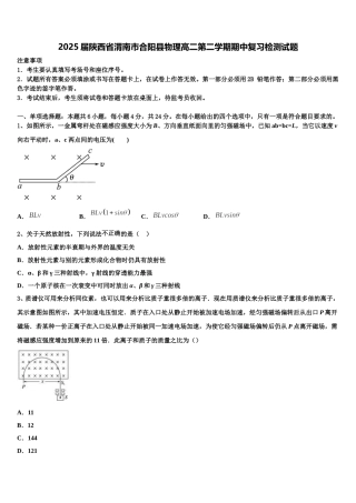 2025届陕西省渭南市合阳县物理高二第二学期期中复习检测试题含解析