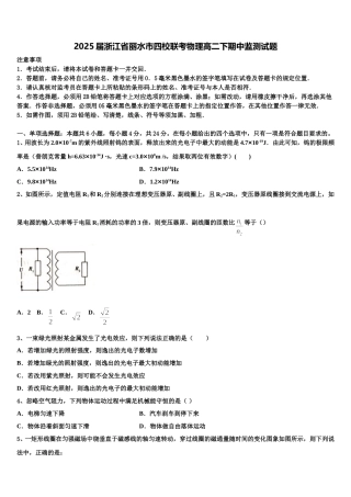 2025届浙江省丽水市四校联考物理高二下期中监测试题含解析