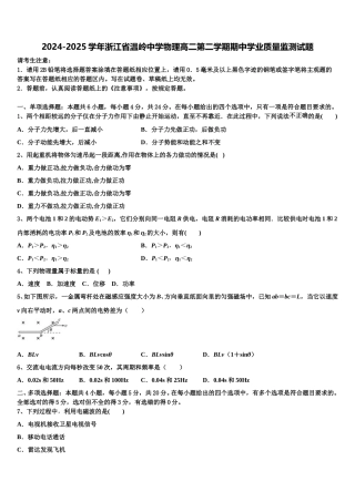 2024-2025学年浙江省温岭中学物理高二第二学期期中学业质量监测试题含解析