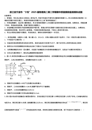浙江省宁波市“十校”2025届物理高二第二学期期中质量跟踪监视模拟试题含解析