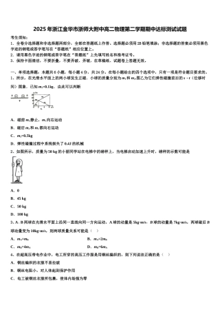 2025年浙江金华市浙师大附中高二物理第二学期期中达标测试试题含解析