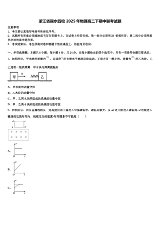 浙江省丽水四校 2025年物理高二下期中联考试题含解析