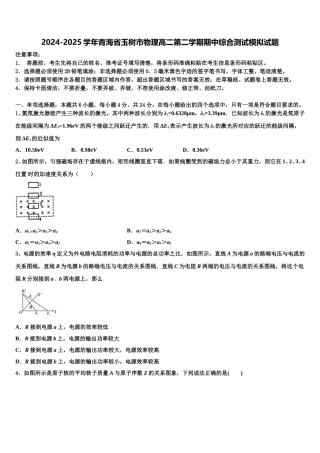 2024-2025学年青海省玉树市物理高二第二学期期中综合测试模拟试题含解析