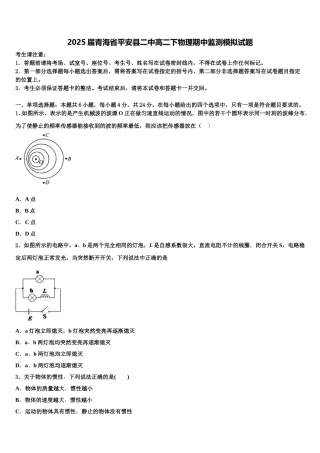 2025届青海省平安县二中高二下物理期中监测模拟试题含解析