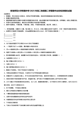 青海师范大学附属中学2025年高二物理第二学期期中达标检测模拟试题含解析