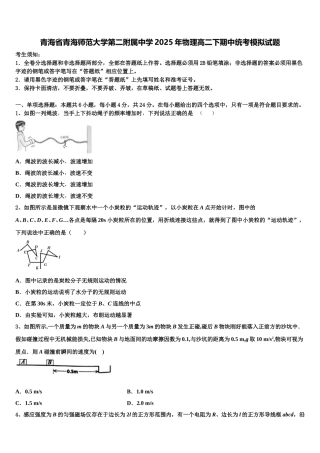 青海省青海师范大学第二附属中学2025年物理高二下期中统考模拟试题含解析
