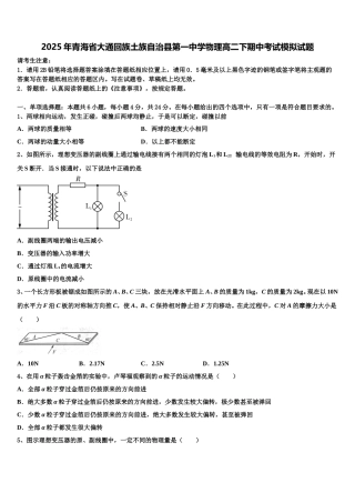 2025年青海省大通回族土族自治县第一中学物理高二下期中考试模拟试题含解析