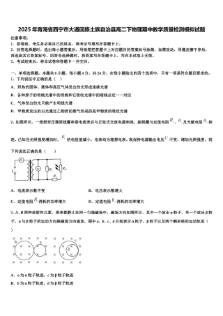 2025年青海省西宁市大通回族土族自治县高二下物理期中教学质量检测模拟试题含解析